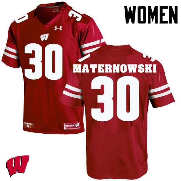 Wisconsin Badgers Women's #30 Aaron Maternowski NCAA Under Armour Authentic Red College Stitched Football Jersey RC40F60VN